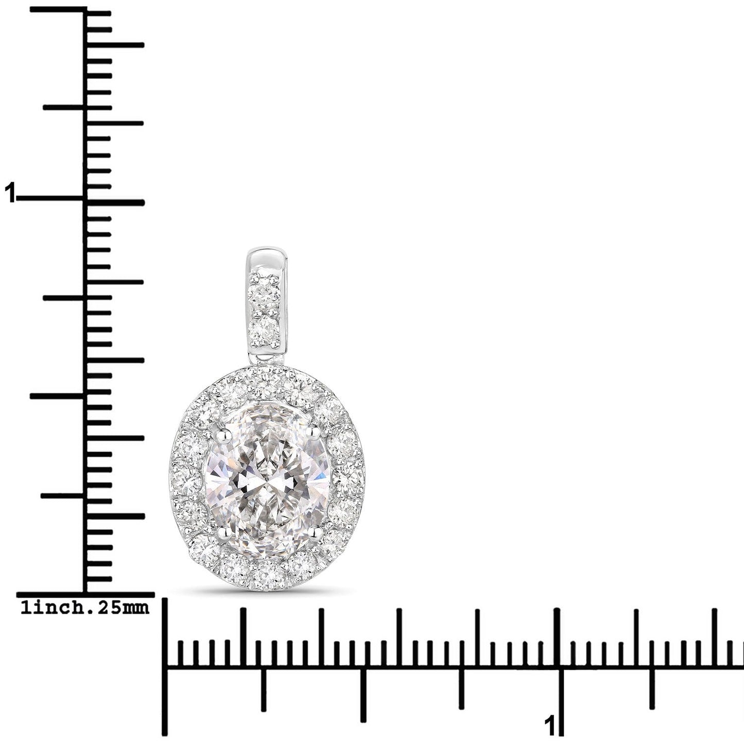 2.62 Ct Lab Grown Diamond Oval Platinum Halo Bridal Pendant