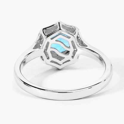 1.20 Ct Round Swiss Blue Topaz and Lab Diamond Prong Silver Halo Ring