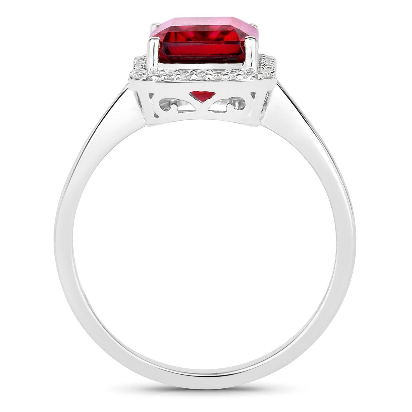 2.60 Ct Octagon Red Genuine Rubellite Diamond Prong 14K Gold Halo Ring