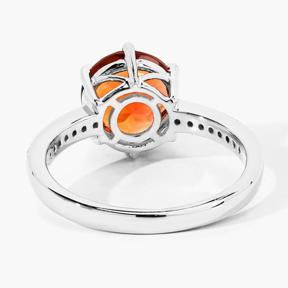 2.20 Ct Round Yellow Madeira Citrine and Lab Diamond Prong Silver Pave Bridge Ring
