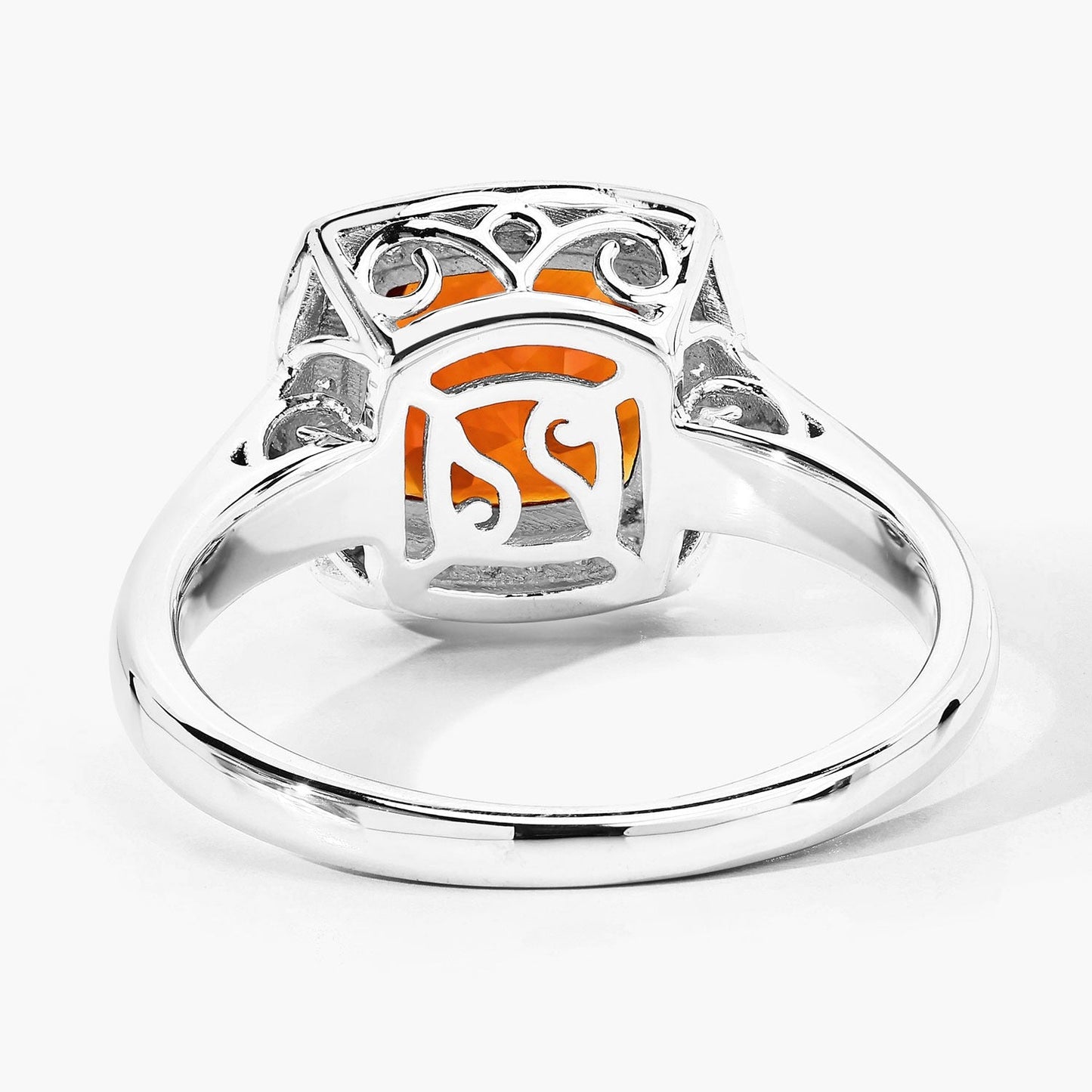 2 Ct Cushion Yellow Madeira Citrine and Lab Diamond Prong Silver Halo Ring