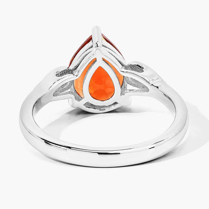 1.50 Ct Pear Yellow Madeira Citrine and Lab Diamond Prong Silver Cocktail Ring