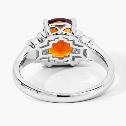 1.65 Ct Cushion Yellow Madeira Citrine and Lab Diamond Prong Silver Bridge Ring