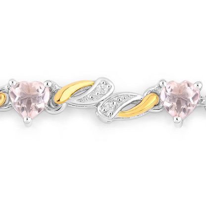 0.79 Ct Heart Pink Morganite Prong Silver Bolo Adjustable Bracelet