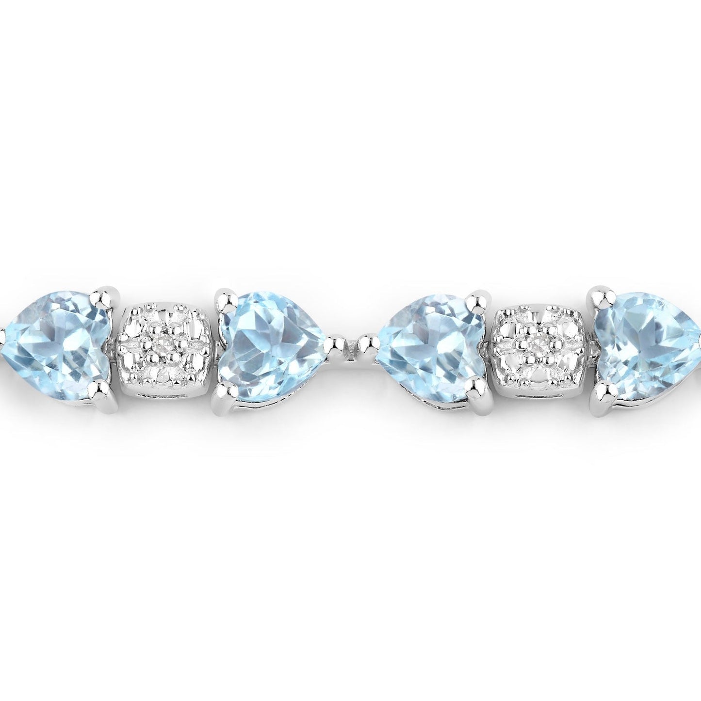 11 Ct Heart Blue Topaz Prong Silver Tennis Bracelet