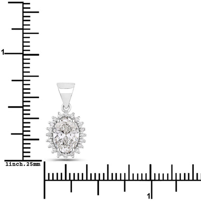 1.23 Ct Oval Lab Grown Diamond Prong Platinum Bridal Floral Halo Pendant