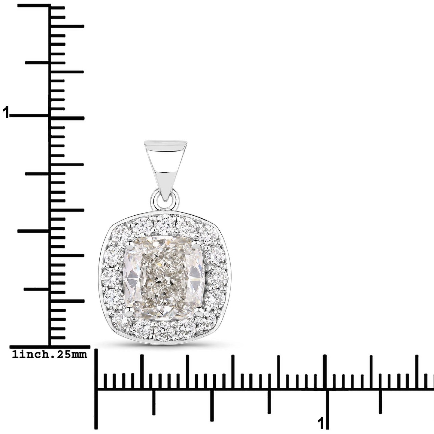 3.50 Ct Cushion Cut Lab Diamond Halo Bridal Platinum Pendant