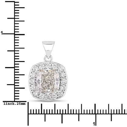 3.50 Ct Cushion Cut Lab Diamond Halo Bridal Platinum Pendant