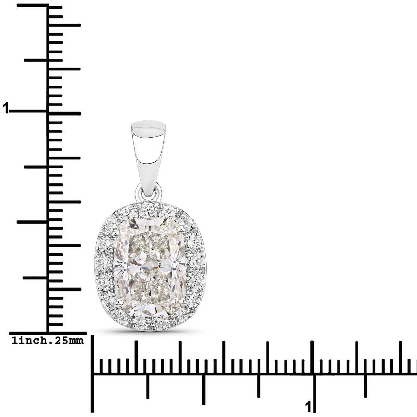 4.58 Ct Lab Grown Diamond Platinum Cushion Bridal Halo Pendant