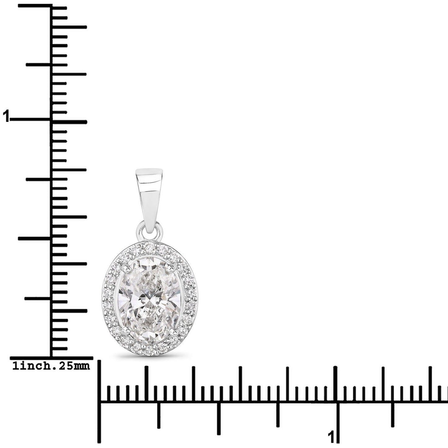 1.74 Ct Lab Grown Diamond Bridal Oval Halo Platinum Pendant