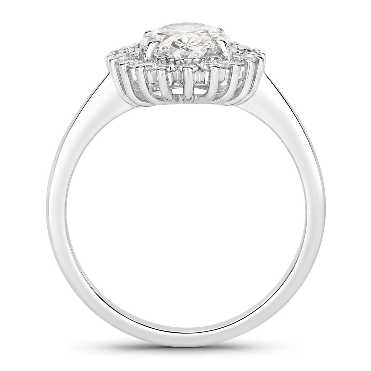 Oval Lab Diamond Prong Platinum Bridal Floral Halo Ring