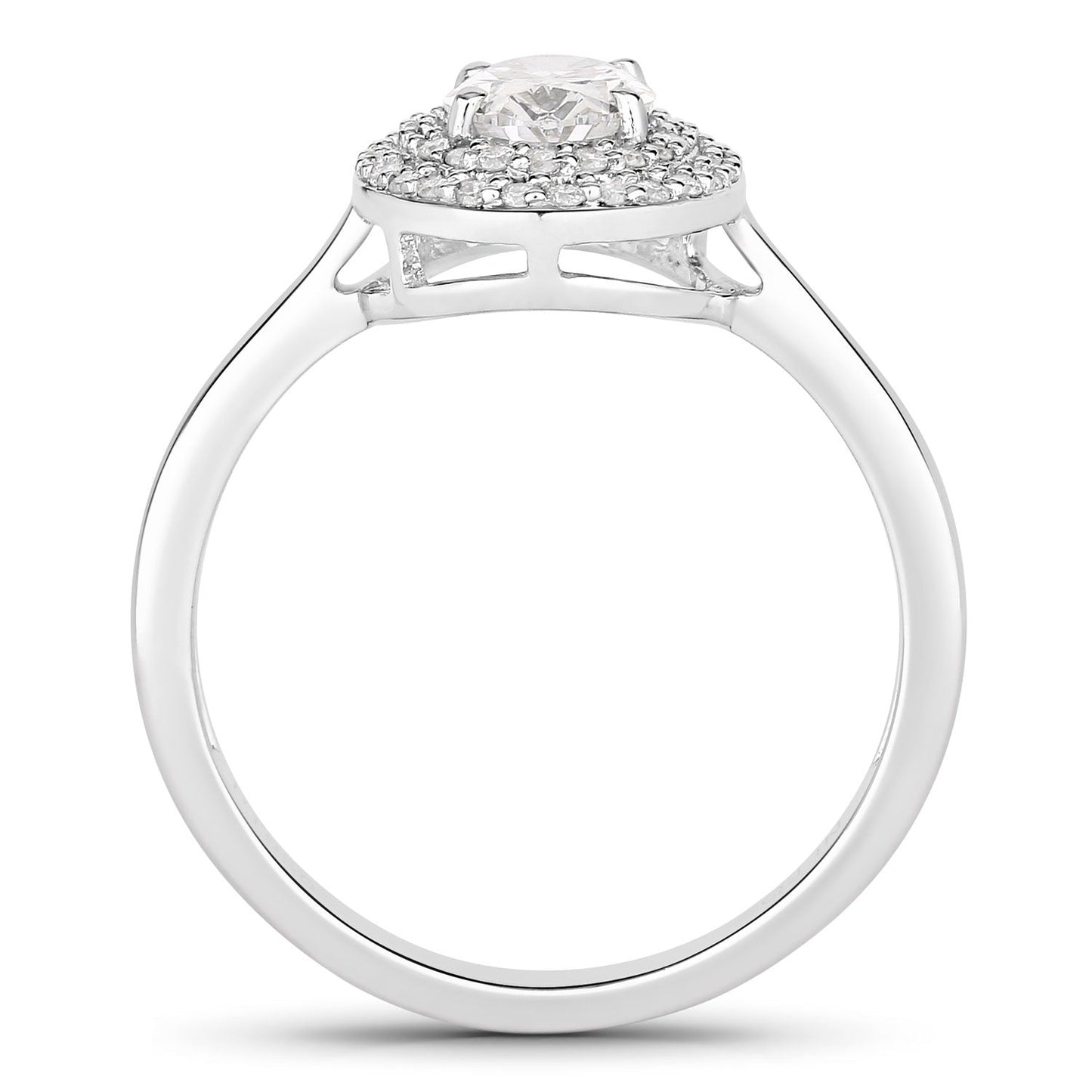 0.91 Ct Oval Lab Grown Diamond Platinum Double Halo Bridal Ring