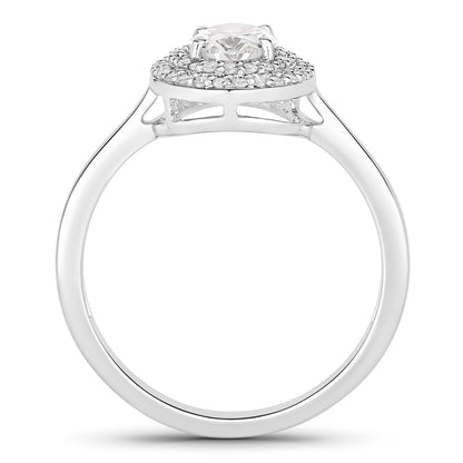 0.91 Ct Oval Lab Grown Diamond Platinum Double Halo Bridal Ring