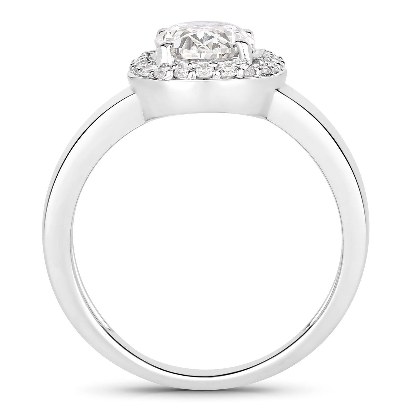1.80 Ct Oval Lab Grown Diamond Thick Band Platinum Halo Bridal Ring