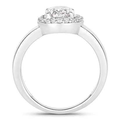 1.80 Ct Oval Lab Grown Diamond Thick Band Platinum Halo Bridal Ring