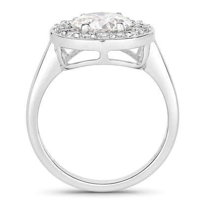 2.48 Ct Round Lab Grown Diamond Prong Platinum Halo Bridal Ring