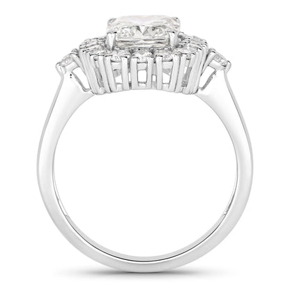 3.07 Ct Cushion Lab Grown Diamond Prong Platinum Halo Bridal Ring
