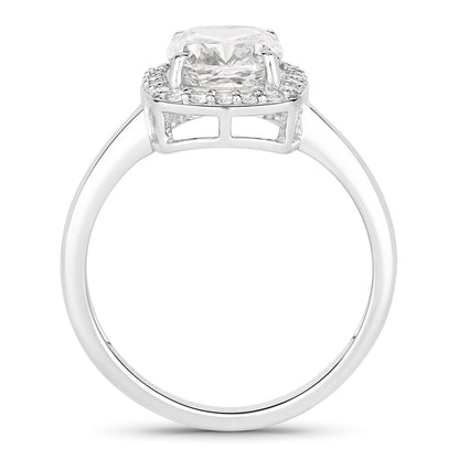 2.74 Ct Cushion Lab Grown Diamond Platinum Bridal Halo Ring