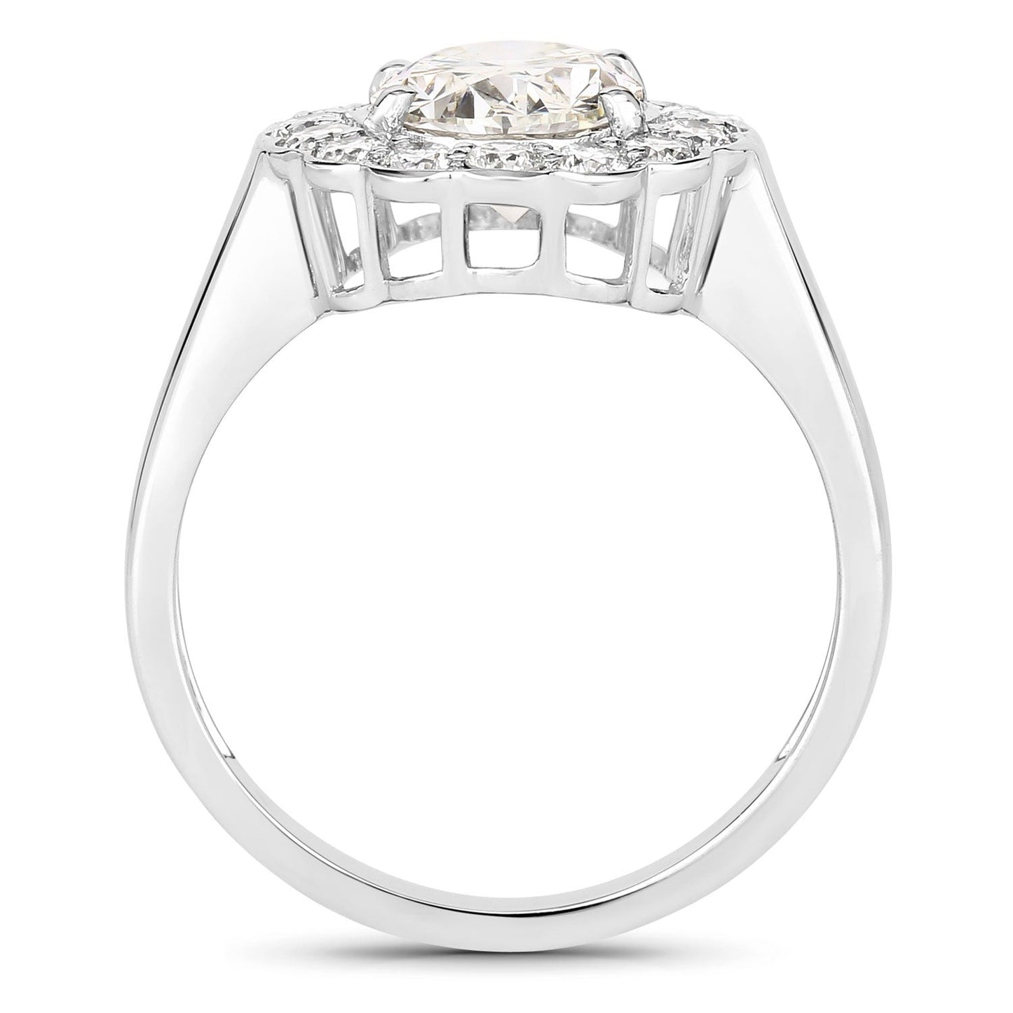 2.48 Ct Oval Lab Grown Diamond Platinum Floral Halo Bridal Ring