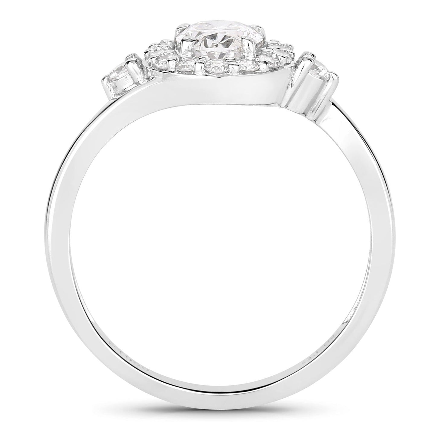 1.02 Ct Oval Lab Grown Diamond Prong Platinum Halo Bypass Bridal Ring