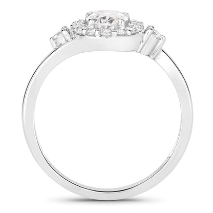 1.02 Ct Oval Lab Grown Diamond Prong Platinum Halo Bypass Bridal Ring