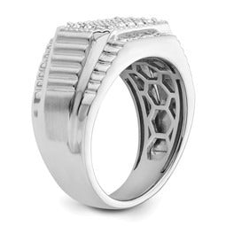 14k White Gold Lab Grown Diamond Men's Cluster Ring 7/8 ct
