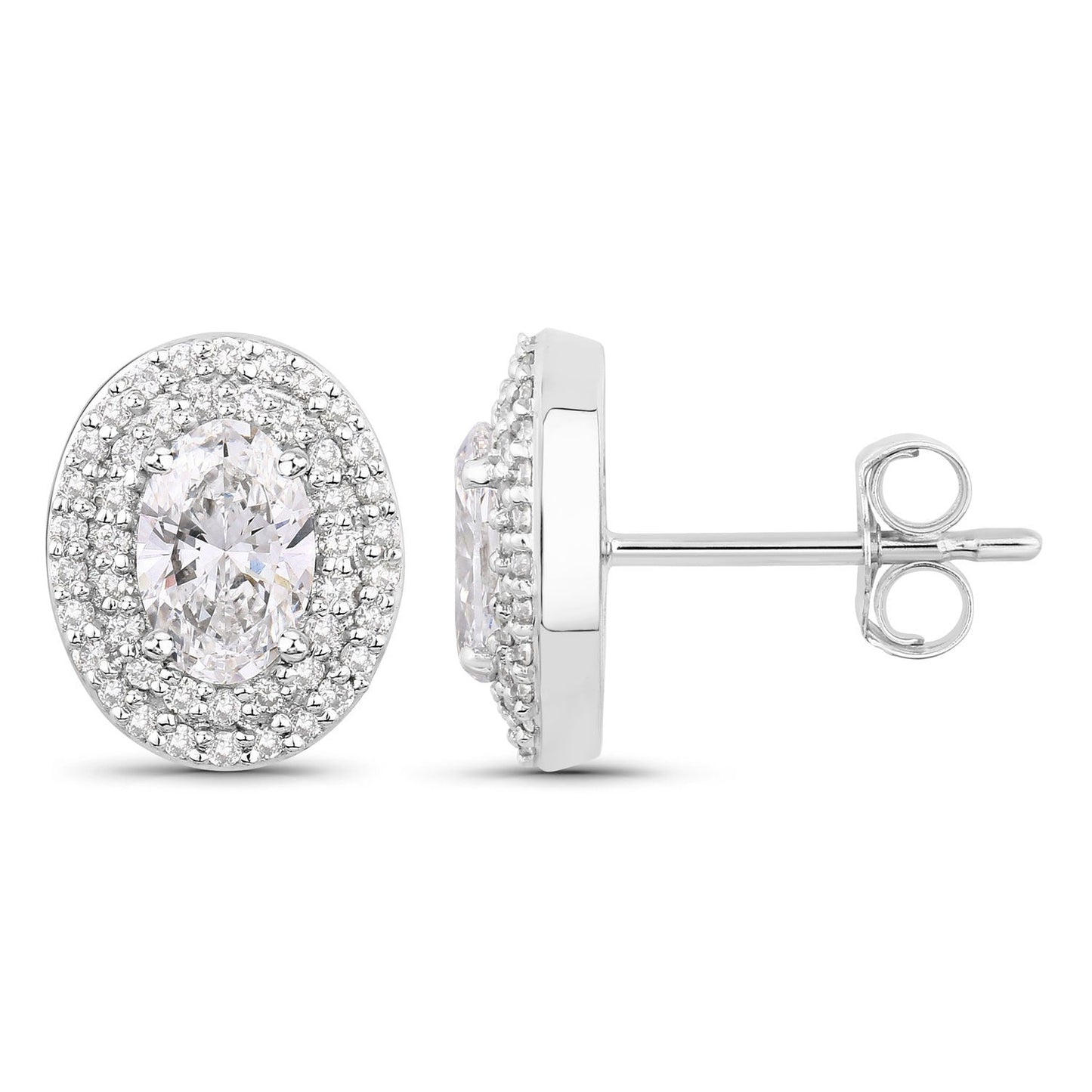 1.32 Ct. Oval Lab Grown Diamond Prong Platinum Double Bridal Halo Stud Earrings