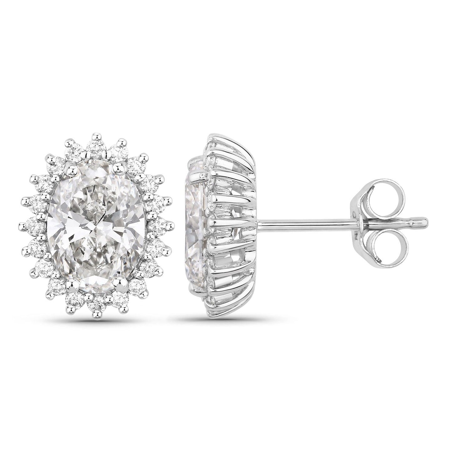 2.45 Ct Oval Lab Grown Diamond Prong Platinum Bridal Stud Earrings