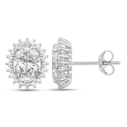 2.45 Ct Oval Lab Grown Diamond Prong Platinum Bridal Stud Earrings
