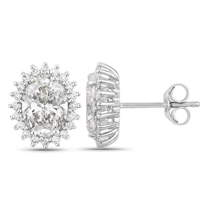 2.45 Ct Oval Lab Grown Diamond Prong Platinum Bridal Floral Stud Earrings