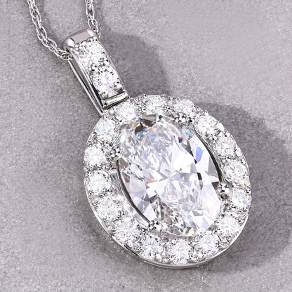 2.62 Ct Lab Grown Diamond Oval Platinum Halo Bridal Pendant