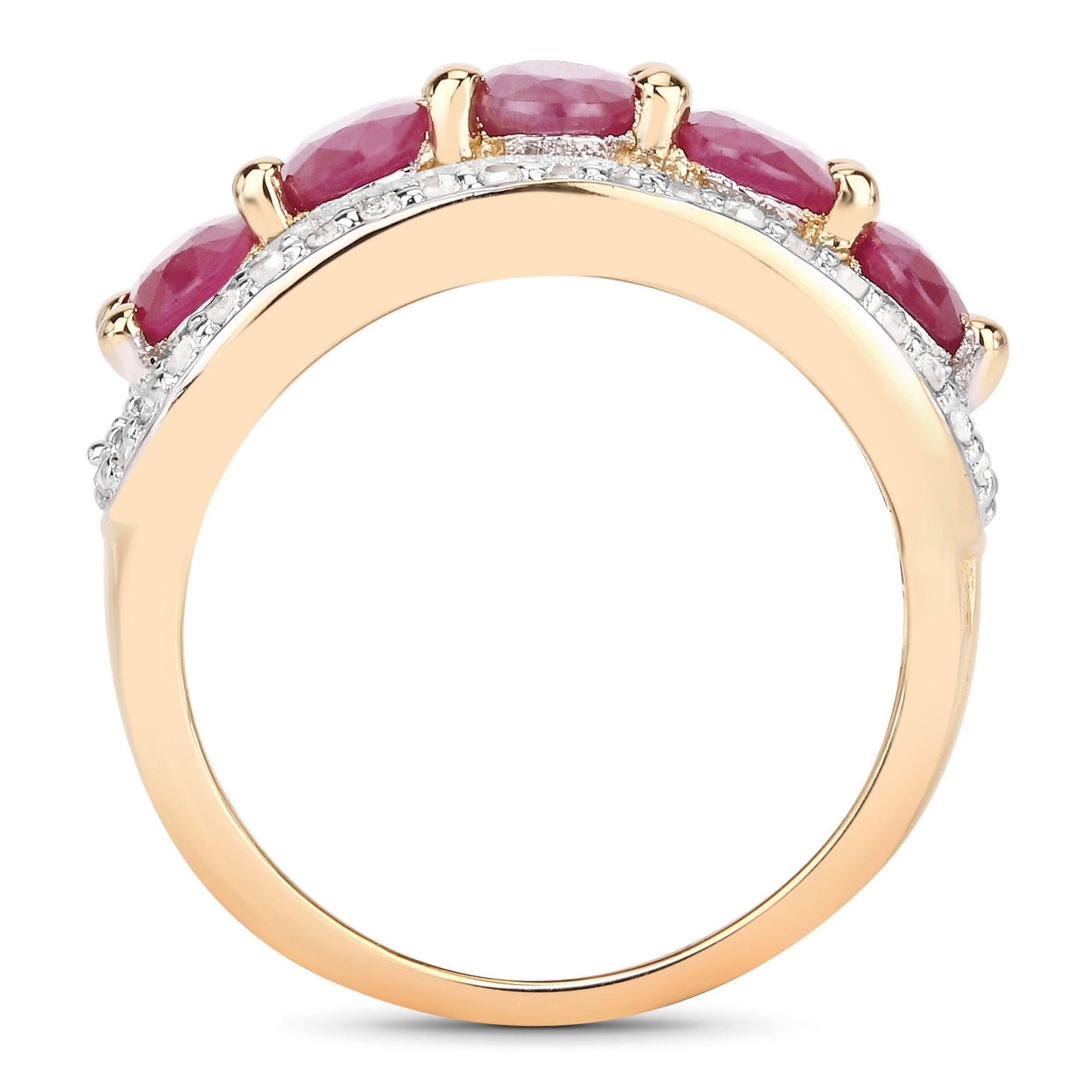 1.50 Ct Oval Pink Ruby & Diamond Prong Silver Five Stone Halo Ring
