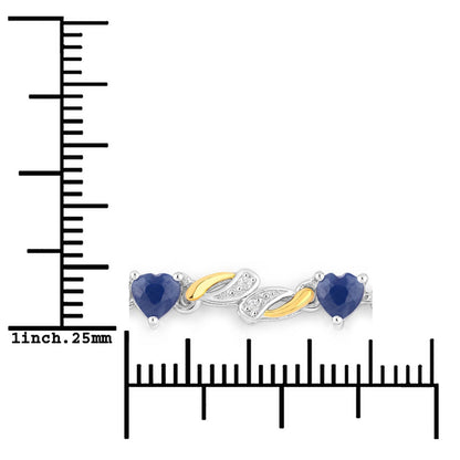 1.09 Ct Heart Blue Sapphire Prong Silver Bolo Adjustable Bracelet