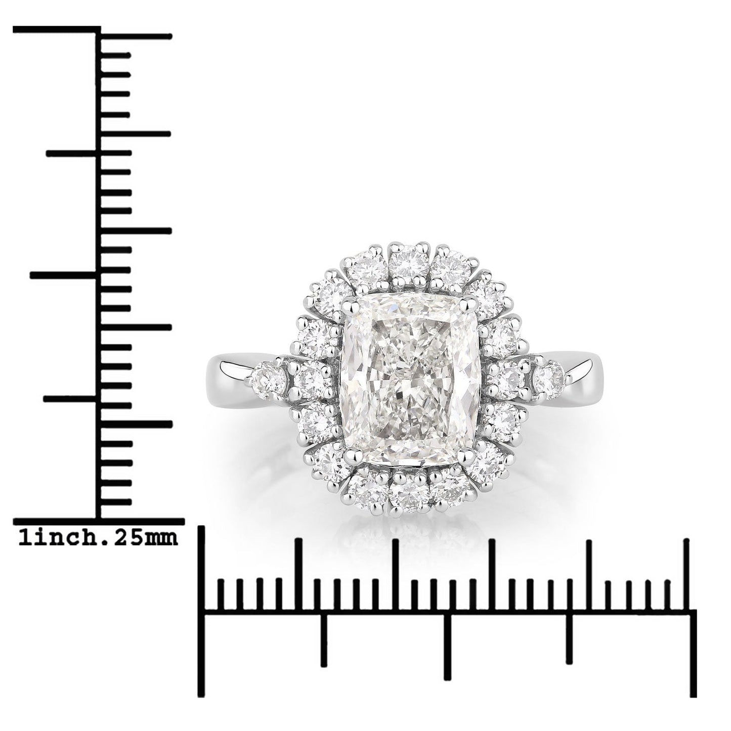 3.07 Ct Cushion Lab Grown Diamond Platinum Halo Bridal Ring
