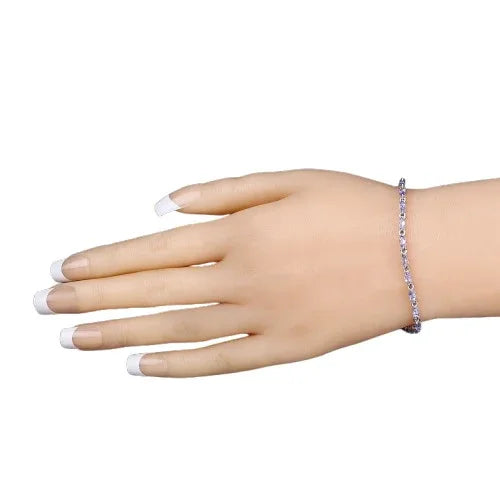 3.78 Ct Marquise Violet Tanzanite Prong Sterling Silver Tennis Bracelet