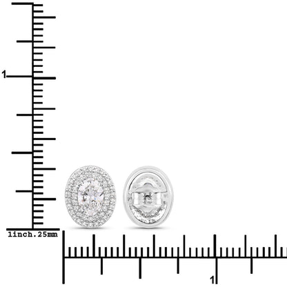 1.32 Ct. Oval Lab Grown Diamond Prong Platinum Double Bridal Halo Stud Earrings
