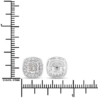 Cushion Lab Grown Diamond Prong Platinum Bridal Halo Stud Earrings