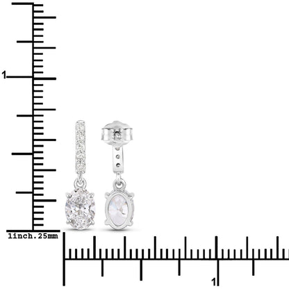 1.64 Ct Oval Lab Grown Diamond Prong Platinum Dangle Drop Bridal Earrings