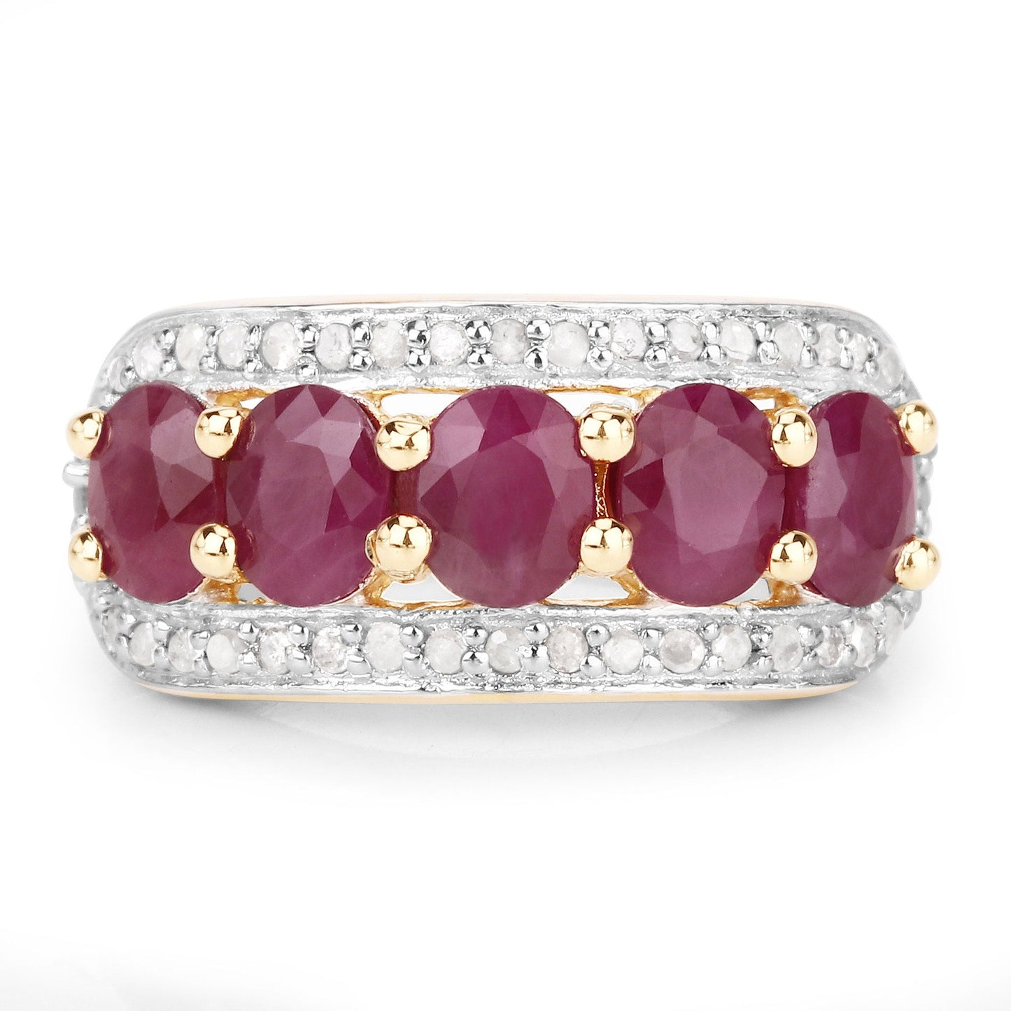1.50 Ct Oval Pink Ruby & Diamond Prong Silver Five Stone Halo Ring