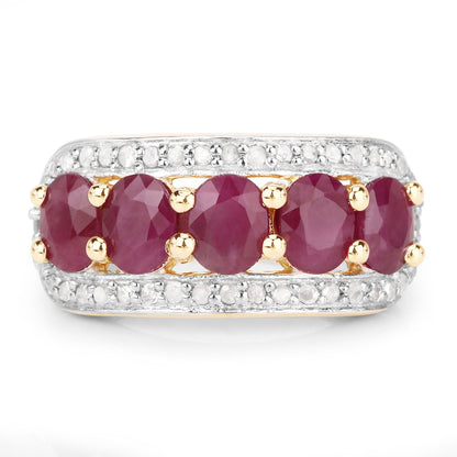 1.50 Ct Oval Pink Ruby & Diamond Prong Silver Five Stone Halo Ring