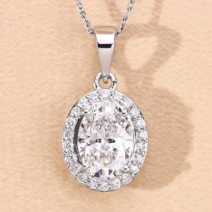 1.74 Ct Lab Grown Diamond Bridal Oval Halo Platinum Pendant