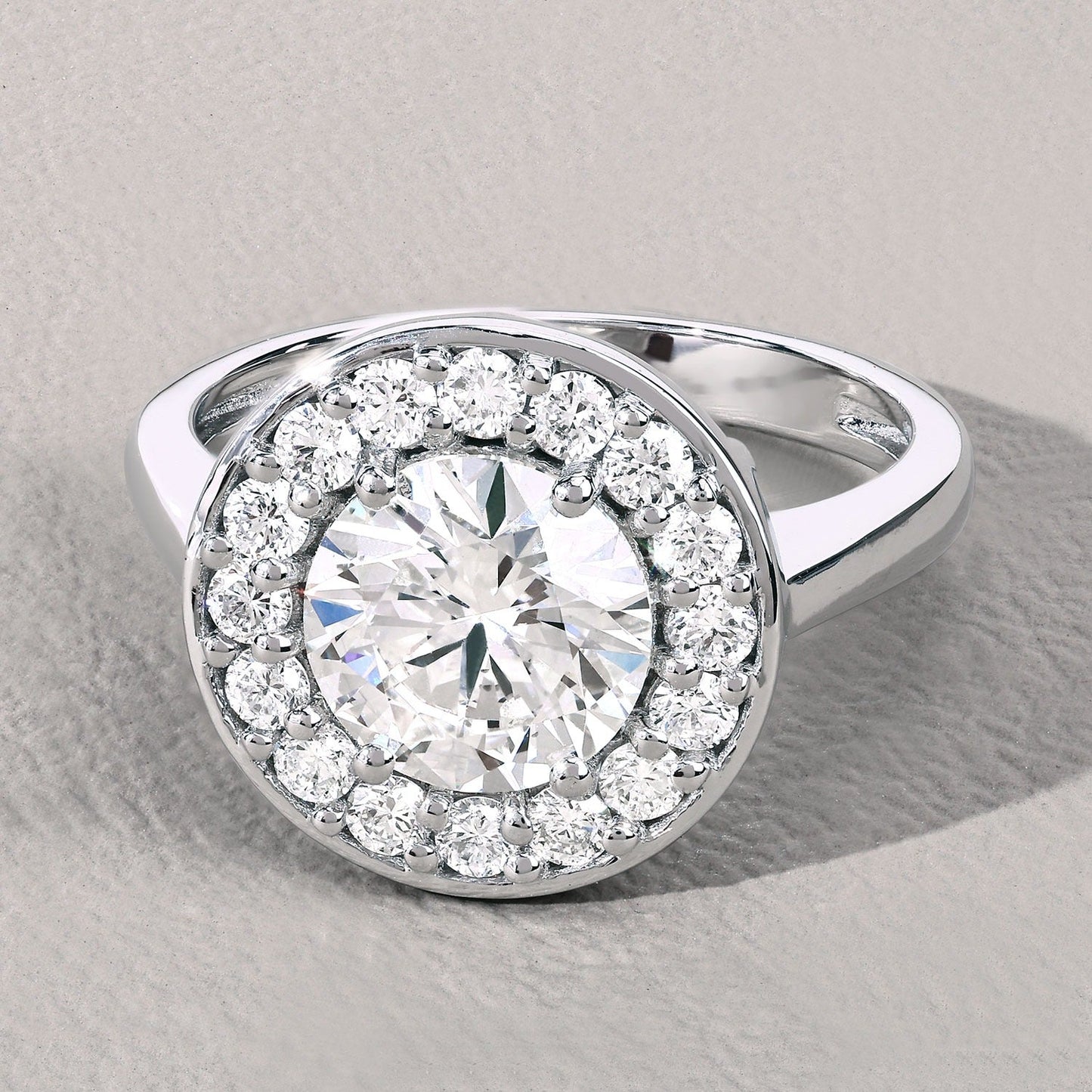 2.48 Ct Round Lab Grown Diamond Platinum Halo Bridal Ring