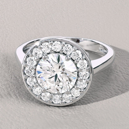 2.48 Ct Round Lab Grown Diamond Platinum Halo Bridal Ring