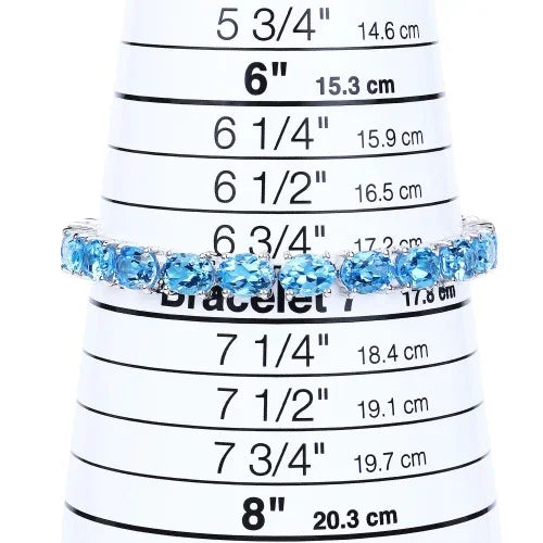 35.20 Ct Oval Swiss Blue Topaz Prong Sterling Silver Tennis Bracelet
