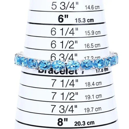 35.20 Ct Oval Swiss Blue Topaz Prong Sterling Silver Tennis Bracelet