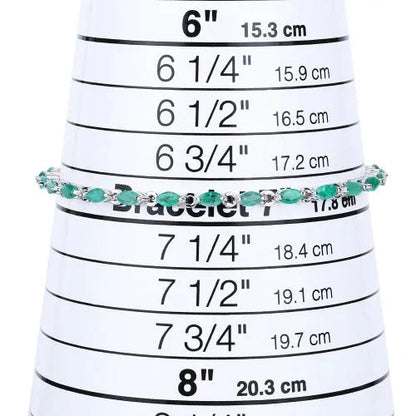 3.24 Ct Marquise Green Zambian Emerald Prong Sterling Silver Link Bracelet