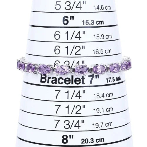 14.40 Ct Oval Purple Amethyst Prong Sterling Silver Tennis Bracelet