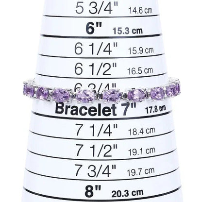 14.40 Ct Oval Purple Amethyst Prong Sterling Silver Tennis Bracelet