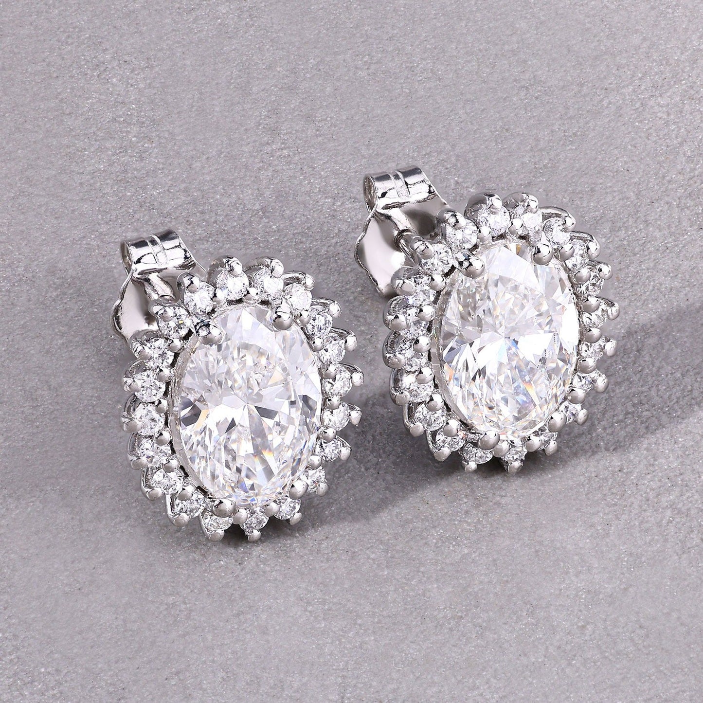 2.45 Ct Oval Lab Grown Diamond Prong Platinum Bridal Stud Earrings