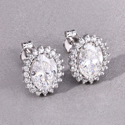2.45 Ct Oval Lab Grown Diamond Prong Platinum Bridal Stud Earrings